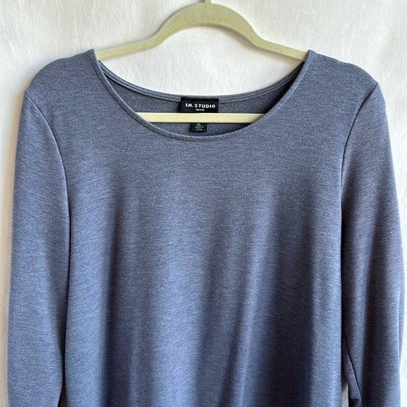 I.N. Studio blue round neck stretchy top, size PL - Picture 2 of 8